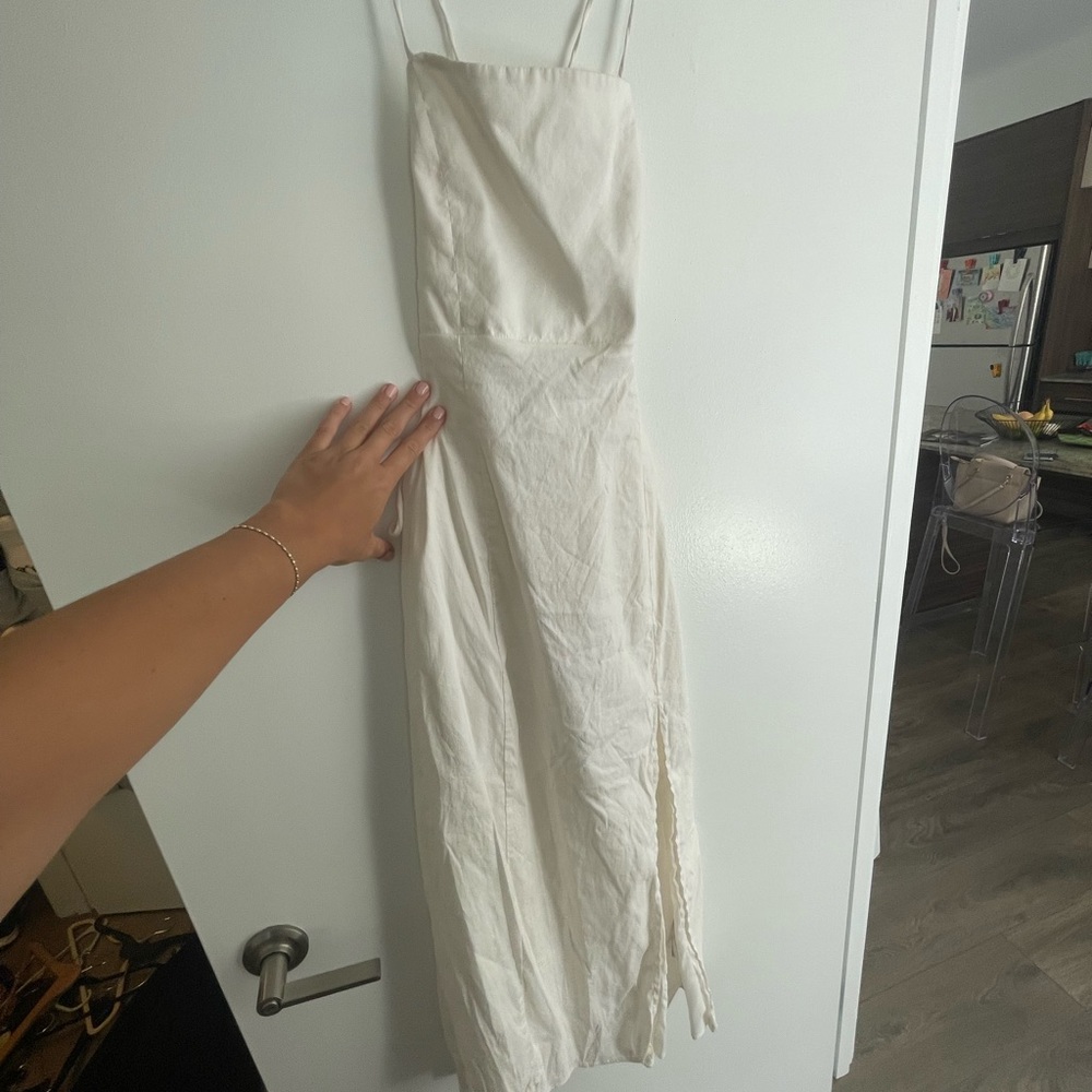 Zara white lace up midi dress